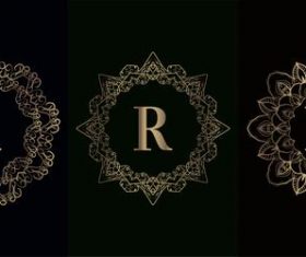 Vector R logo for mandala decorative frame