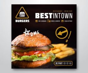 Vegetarian burger flyer vector