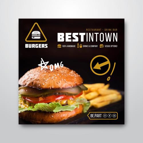 Vegetarian burger flyer vector