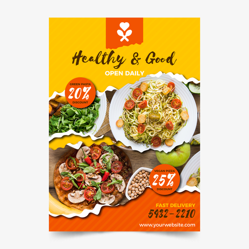 Vegetarian healthy food flyer vector