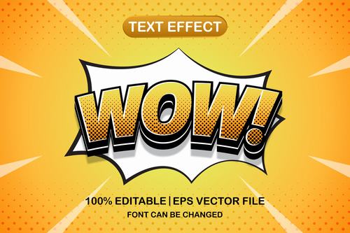 WOW text effect vector