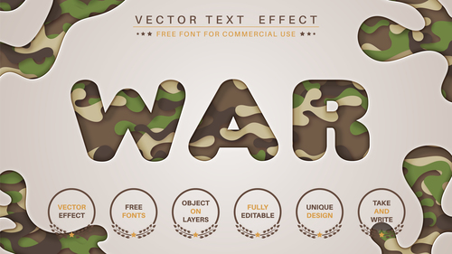 War vector text effect