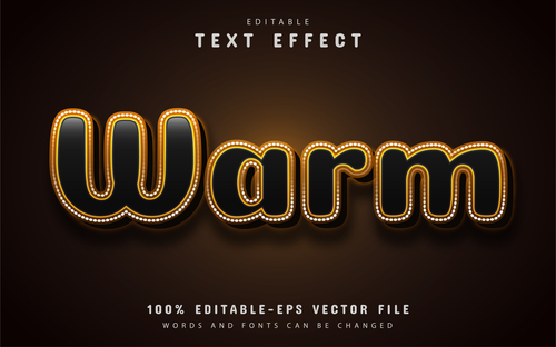 Warm text editable 3d text effect vector