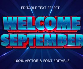 Welcome september style comic editable text effect vector