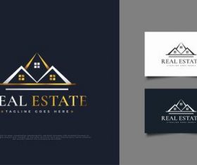 White and gold luxury real estate logo vector design