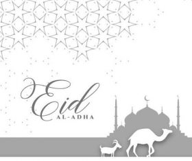 White silhouette Eid al adha background vector