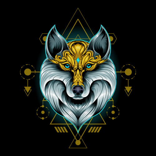 Wolf head esports logo vector