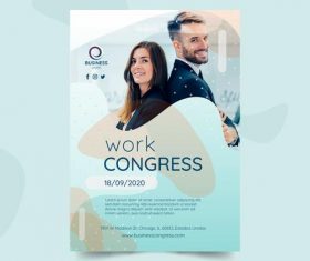 Work congress business flyer vector