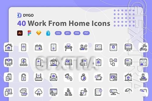 Work from home icons pack vector