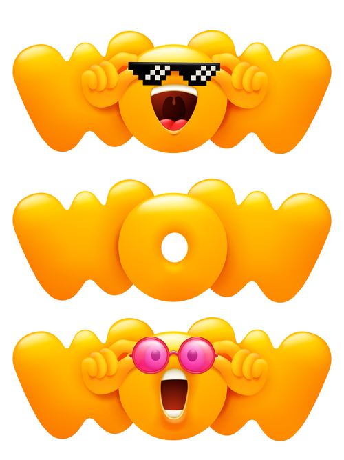Wow emoji set vector