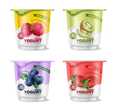 Yogurt packaging bottle realistic 3d vector