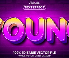 Young text font style vector
