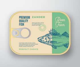 Zander canned food packaging container vector