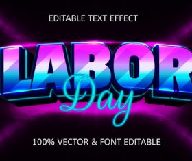 labor day style neon editable text effect vector