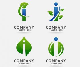 letter I leaf logo vector