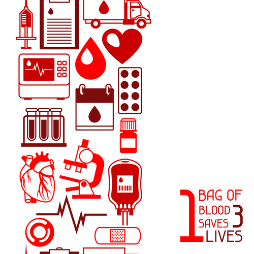 1 bag of blood saves 3 lives vector