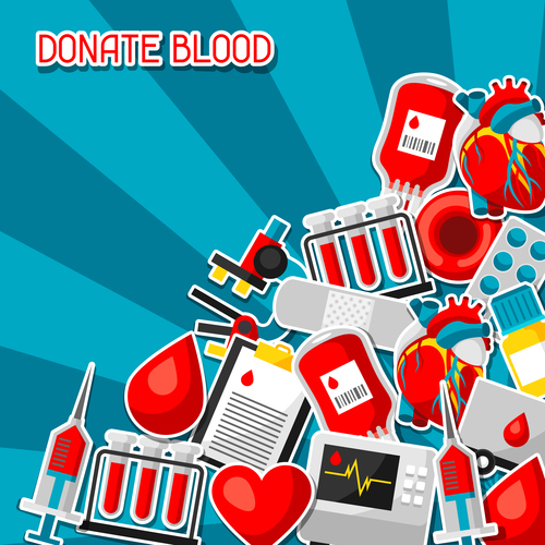 Actively donate blood to help others vector