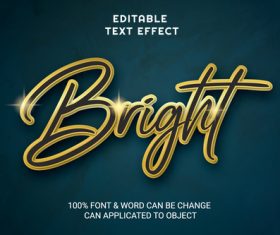 BRIGHT editable text style vector