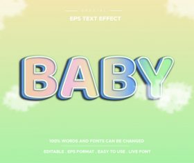 Baby text effect vector