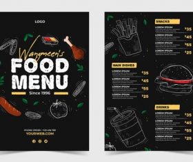 Back front restaurant restaurant menu template vector