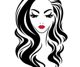 Beautiful girl with red lips vector