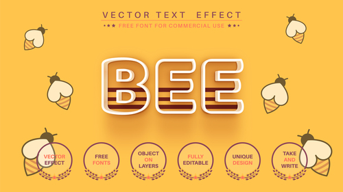 Bee vector text effect
