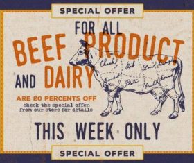 Beef Product Dairy Label Vector