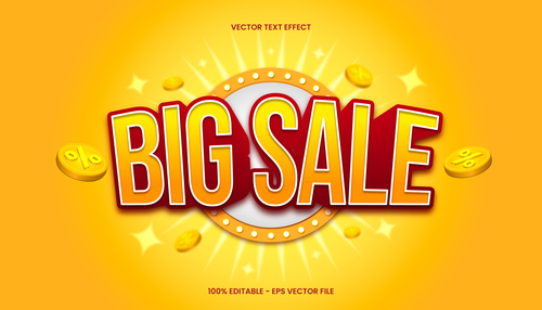 Big sale editable text style vector