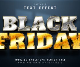Black friday silver and gold text effect editable vector