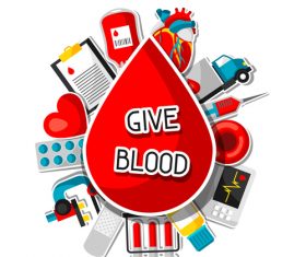 Blood drops and other medical elements vector