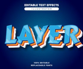 Blue layered editable text effects vector
