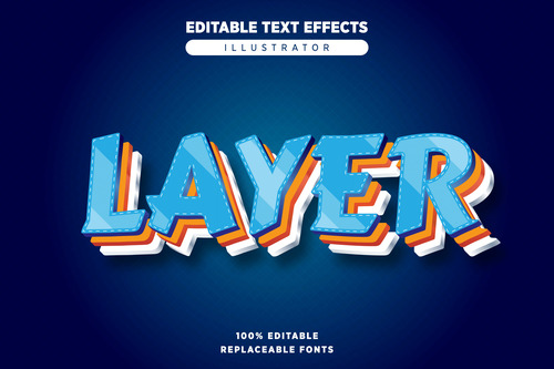Blue layered editable text effects vector