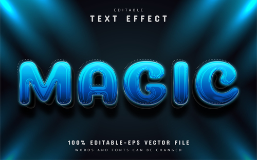 Blue magic editable eps text effect vector