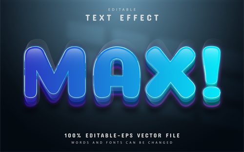 Blue max editable eps text effect vector