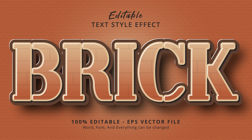 Brick editable eps text effect vector