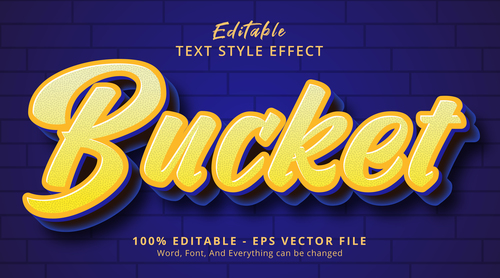 Bucket editable text effect vector