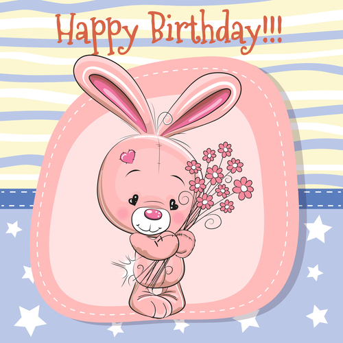 Bunny cartoon birthday illustration vector