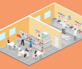 Cafeteria cartoon illustration vector