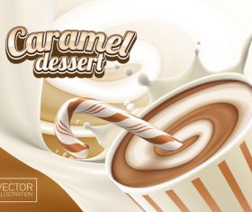 Caramel dessert advertising illustration vector