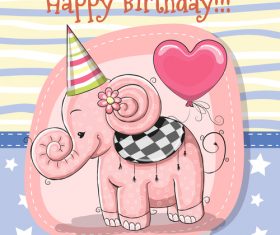 Cartoon animal illustration birthday card vector