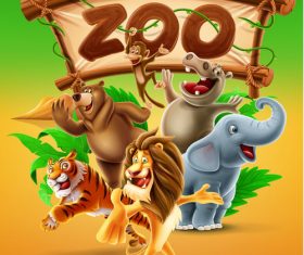 Cartoon illustration zoo banner vector