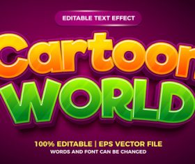 Cartoon world editable text effect style vector