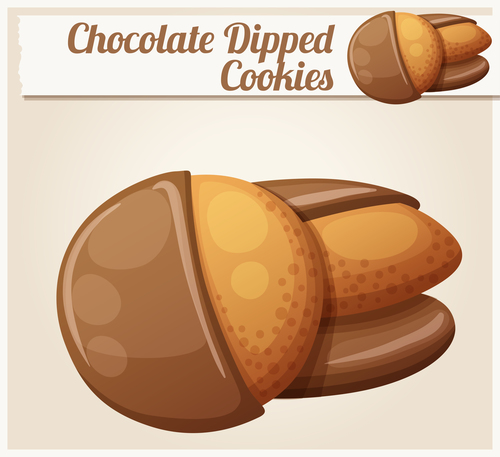 Chocolate dipped cookies vector