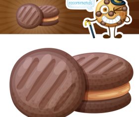 Chocolate sandwich biscuits vector