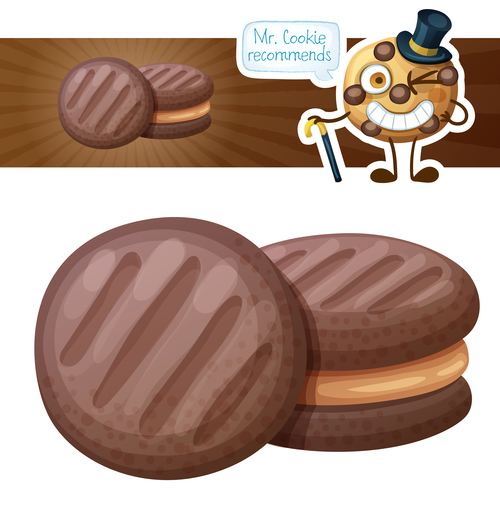 Chocolate sandwich biscuits vector