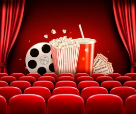 Cinema background with red curtains vector