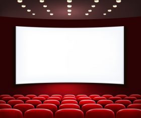 Cinema hall vector with red chairs