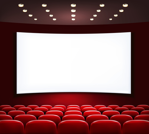 Cinema hall vector with red chairs