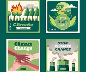 Climate change instagram posts collection vector