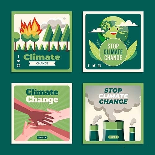 Climate change instagram posts collection vector